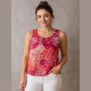 [NWOT] Coldwater Creek Multi-Color Floral Sleeveless Satin Tank Blouse